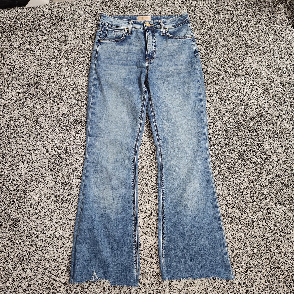 Kut From The Kloth Stella Fab Ab Flare Hi Rise Rawhem Stretch Women's 0 Western